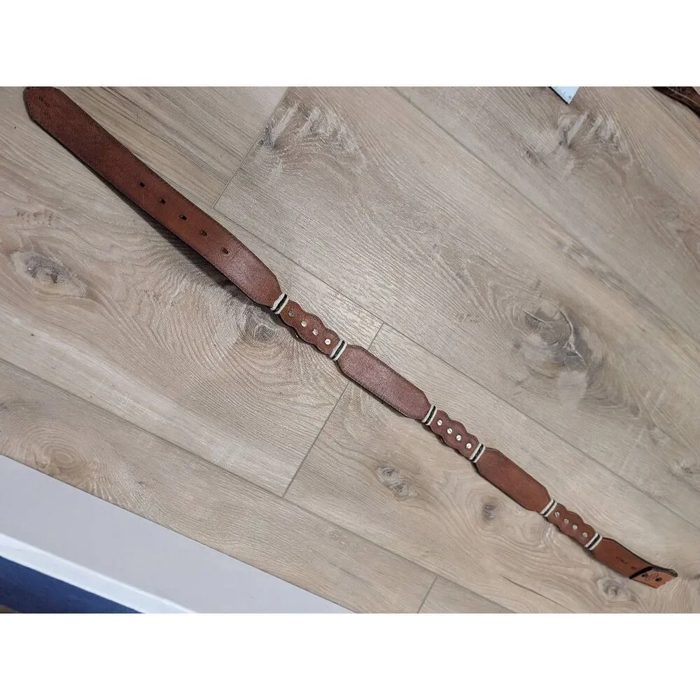 Silver Creek Tooled Leather Belt Western Sheriff Star Revolver Concho Sz 34